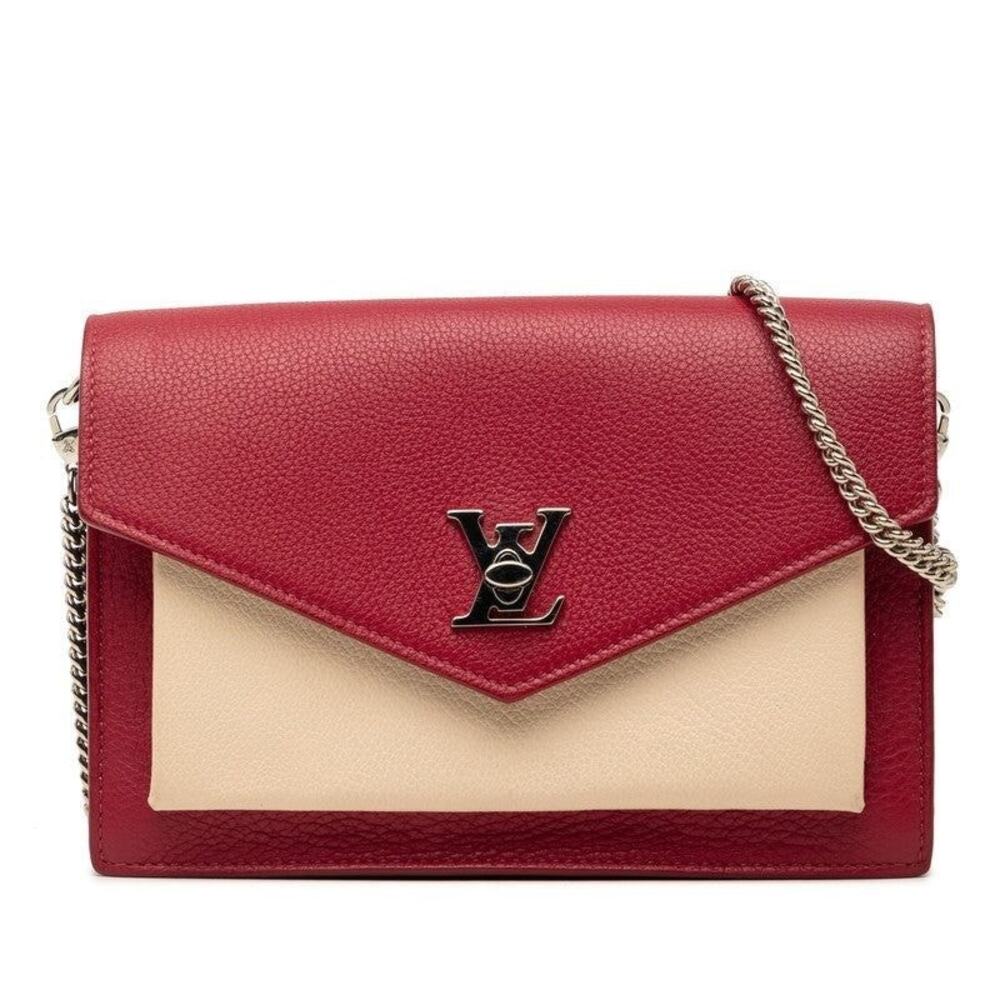 Louis Vuitton Lockme Chain Pochette Leather Shoulder Bag Burgundy